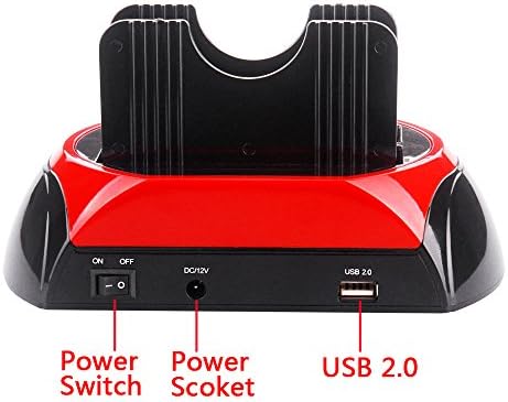 HDD Dokkoló Állomás Burkolat 2.5 3.5 IDE-SATA OTB USB 2.0 Támogatja az Offline Munka HDD Dokkoló Állomás Fekete-Piros Esetben