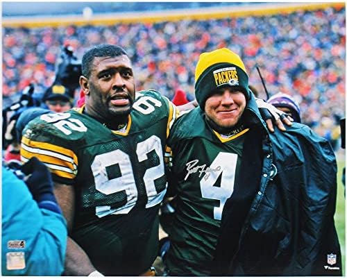 Brett Favre Aláírt Green Bay Packers Keretben 16×20 NFL Fotó A Reggie White - Dedikált NFL-Fotók