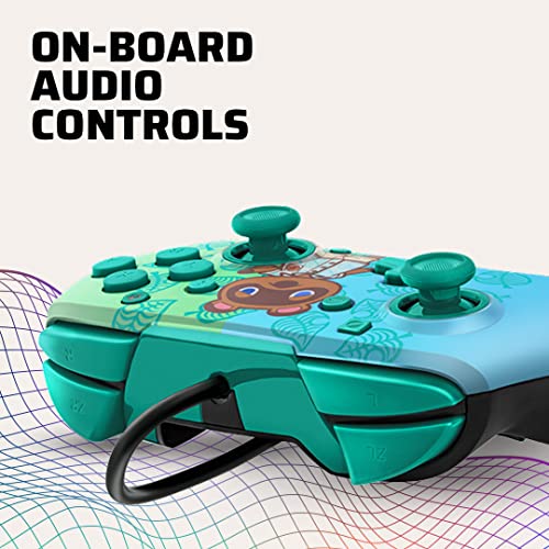 PDP Játék Faceoff Deluxe+ Vezetékes Kapcsoló Pro Controller - Animal Crossing - Tom Nook - Kék / Zöld - Hivatalosan Engedélyezett