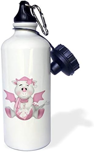 3dRose Aranyos, Rózsaszín, Fehér, Baby Dragon Illusztráció - Víz Palackok (wb_354933_1)