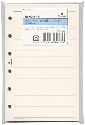 Ashford Mini méret, 6-lyukú személyes szervező utántöltő, feljegyzés laza levél papír, fehér, 100 lap 0041-101