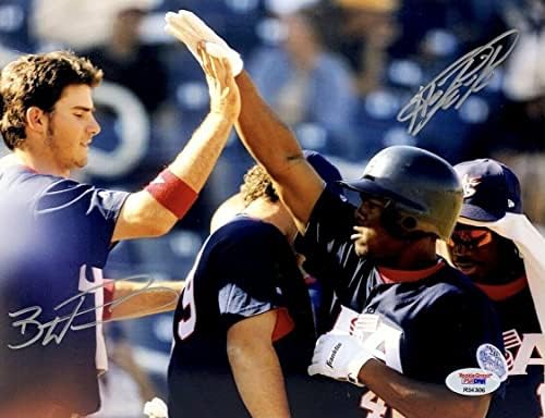 Howie Kendrick & Brandon Wood Aláírt Baseball 8x10 Fotó PSA R54306 Angyalok - Dedikált MLB Fotók