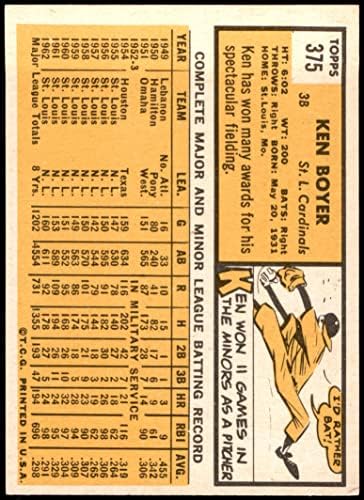1963 Topps 375 Ken Boyer St. Louis Cardinals (Baseball Kártya) NM Bíborosok