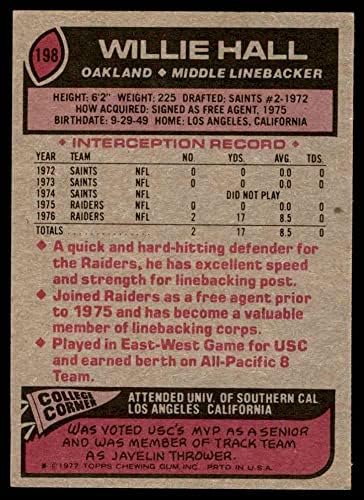 1977 Topps 198 Willie Hall Oakland Raiders (Foci Kártya) EX Raiders USC