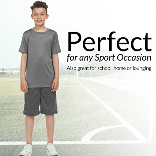 Fiúk Aktív T-Shirt - Gyors-Száraz Atlétikai Edzés Képzési Szakaszon Legénység Nyak Rövid Ujjú Top 5 Pack