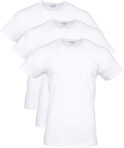 Gildan Férfi Pamut Sztreccs póló, Dobozt, Artic White (Legénység 3-Pack), Kis