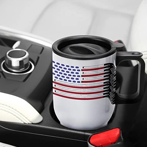 Amerikai Zászló Készült hokiütőt 14oz Utazási Bögre Vákuum Szigetelt Rozsdamentes Acél Palack Magas Latte Csésze Fedelét,
