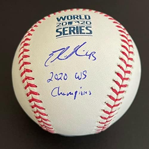 Edwin Rios Aláírt 2020-As World Series Logó Baseball 2020 WS Bajnokok a PSA 8434 - Dedikált Baseball