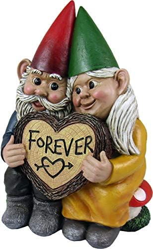 DWK Világ Csodái Gnome & Örökké - Aranyos, Kézzel Festett Gnome Pár Szerelmes Szív Alakú Örökre Fát, Szelet, Fedett Kerti